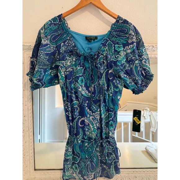 NWT Lauren Ralph Lauren Paisley Boho Blouse and Top Size XL - Picture 1 of 6